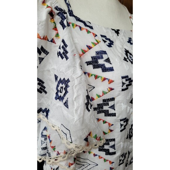 Hayden Los Angeles Women’s Dress White Boho Floral Rainbow Embroidered Small - Picture 7 of 9